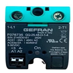 Gefran GQ-25-48-D-1-4 SSR 25A 480V Monofaz Kare Gövde Röle 
