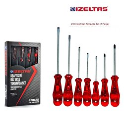 İzeltaş 4100 Kraft Düz-Yıldız Tornavida Takımı 7 Parça 